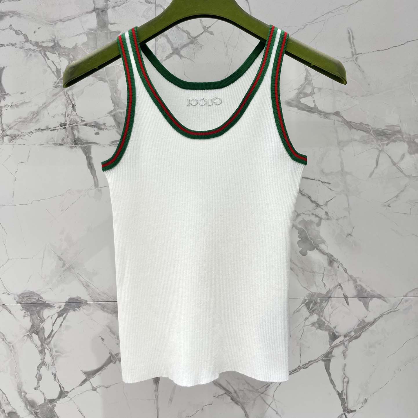 Gucci Cotton Rib Tank Top With Web - DesignerGu