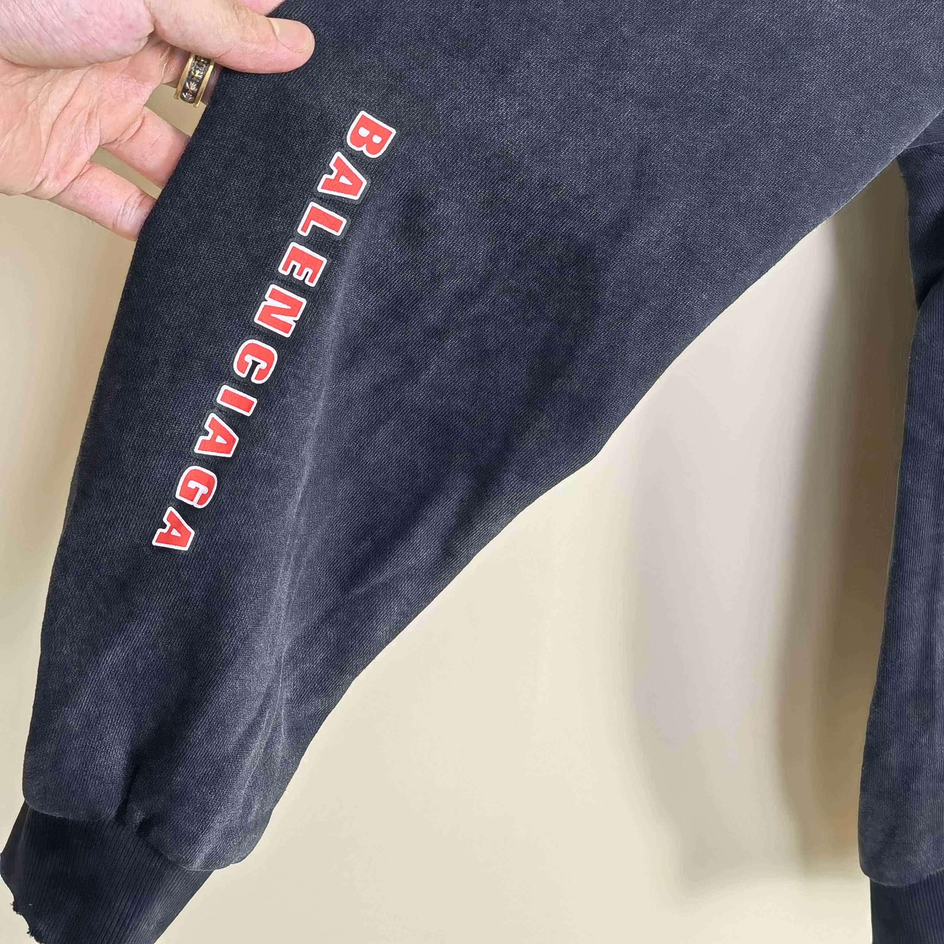 Balenciaga Sponsor Logos Large Zip-Up Hoodie In Faded Washed Black - DesignerGu