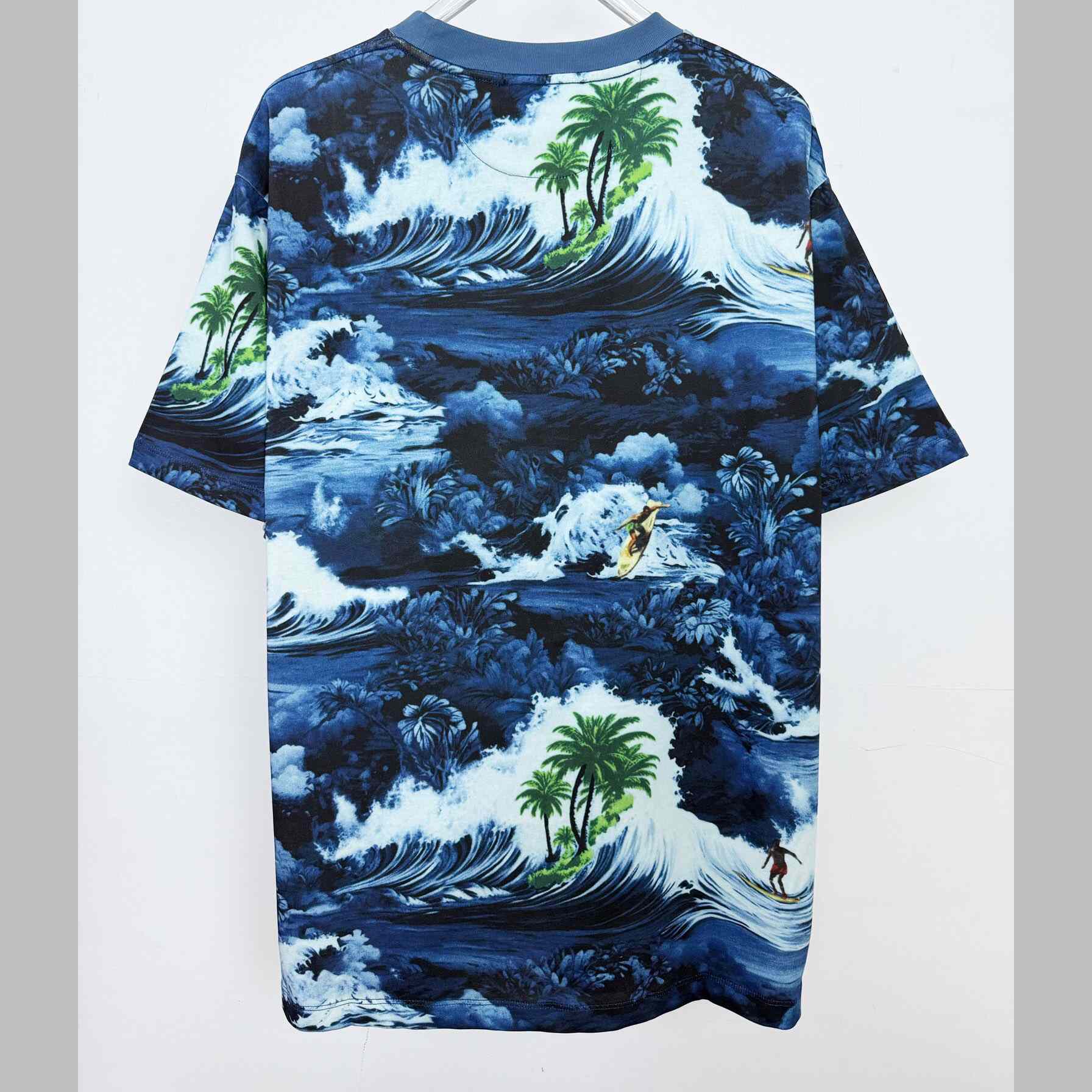 Louis Vuitton Printed Short-Sleeved Cotton T-Shirt   1AFRFH - DesignerGu