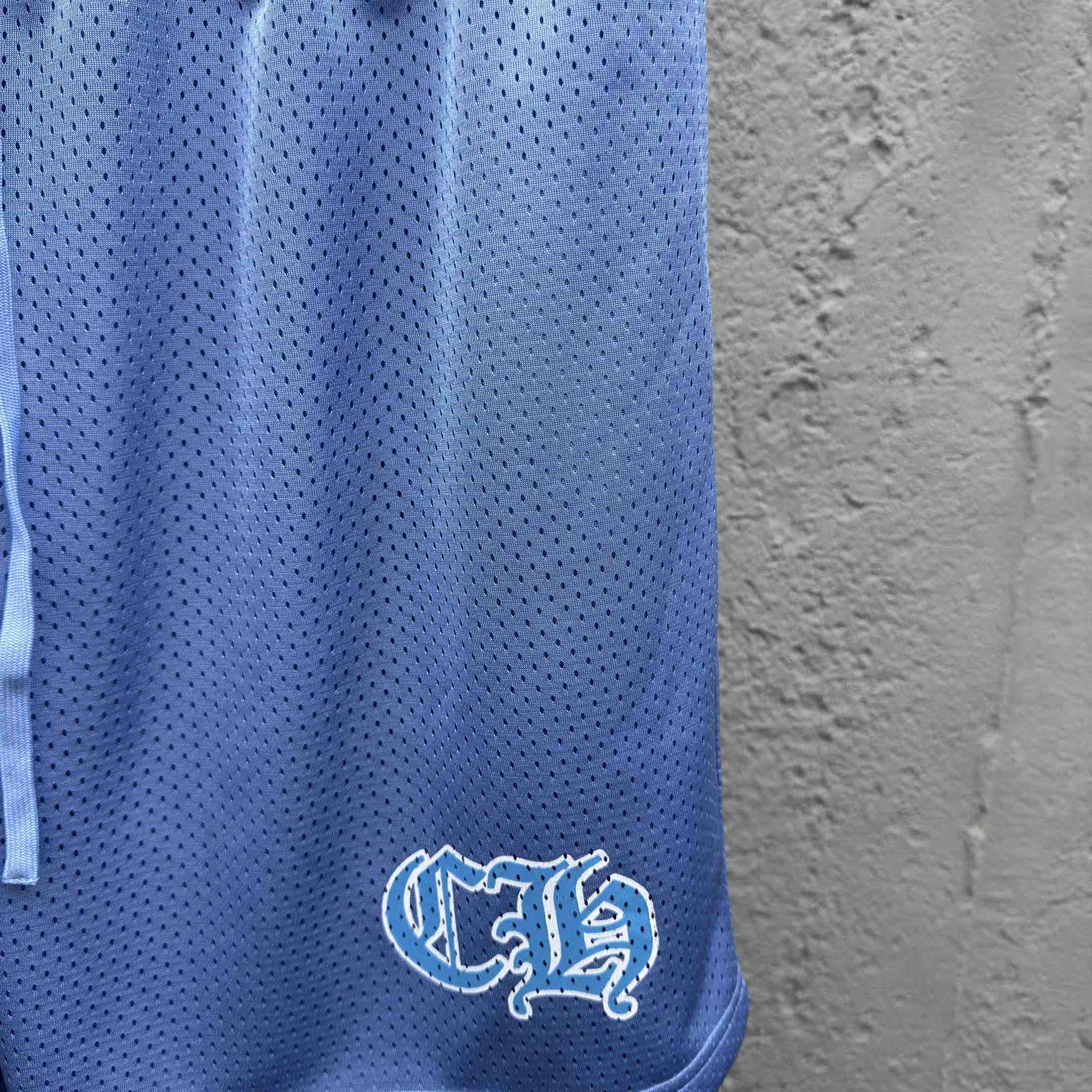 Chrome Hearts Sports Mesh Varsity Shorts Blue - DesignerGu