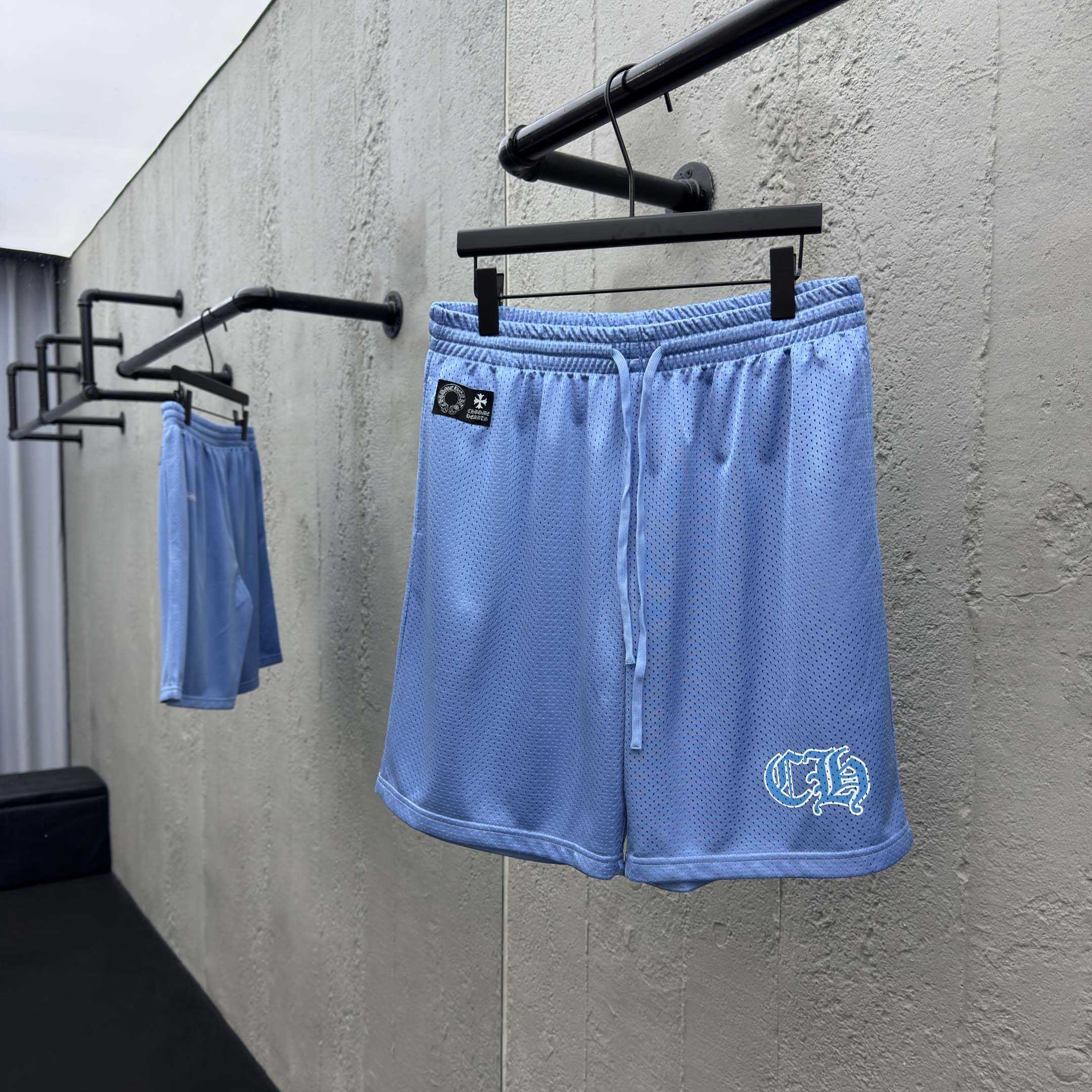 Chrome Hearts Sports Mesh Varsity Shorts Blue - DesignerGu