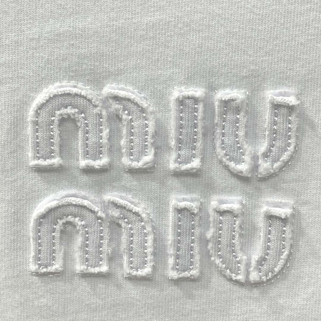 Miu Miu White Cotton Jersey T-shirt  - DesignerGu