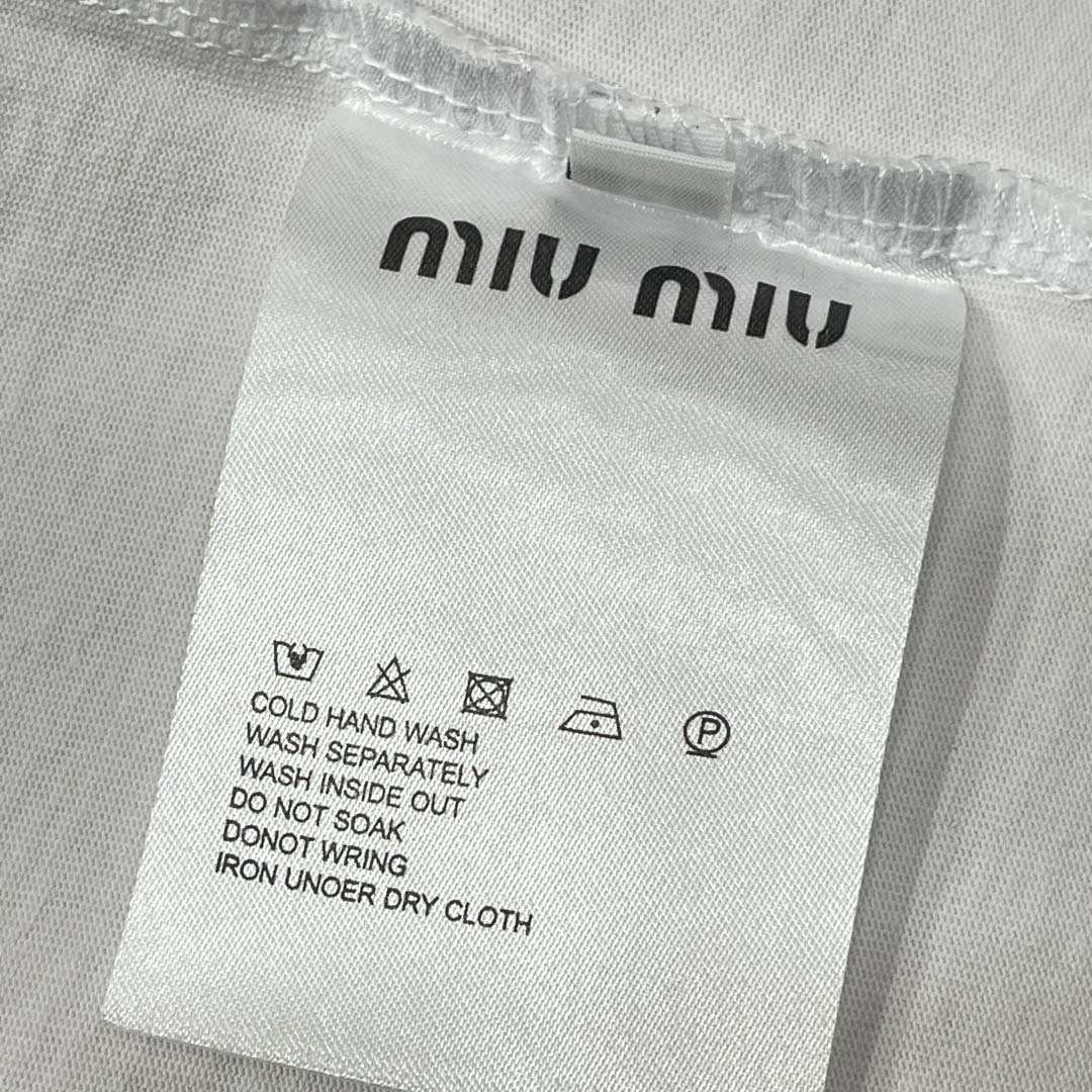 Miu Miu White Cotton Jersey T-shirt  - DesignerGu