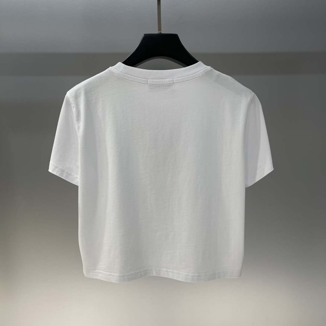 Miu Miu White Cotton Jersey T-shirt  - DesignerGu
