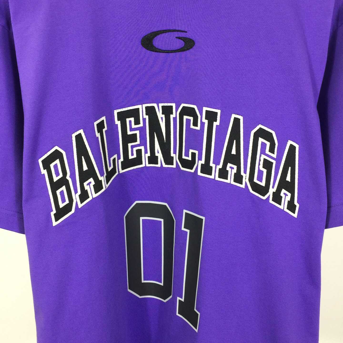 Balenciaga Basketball Series - Oversized T-Shirt In Deep Purple Vintage Jersey - DesignerGu