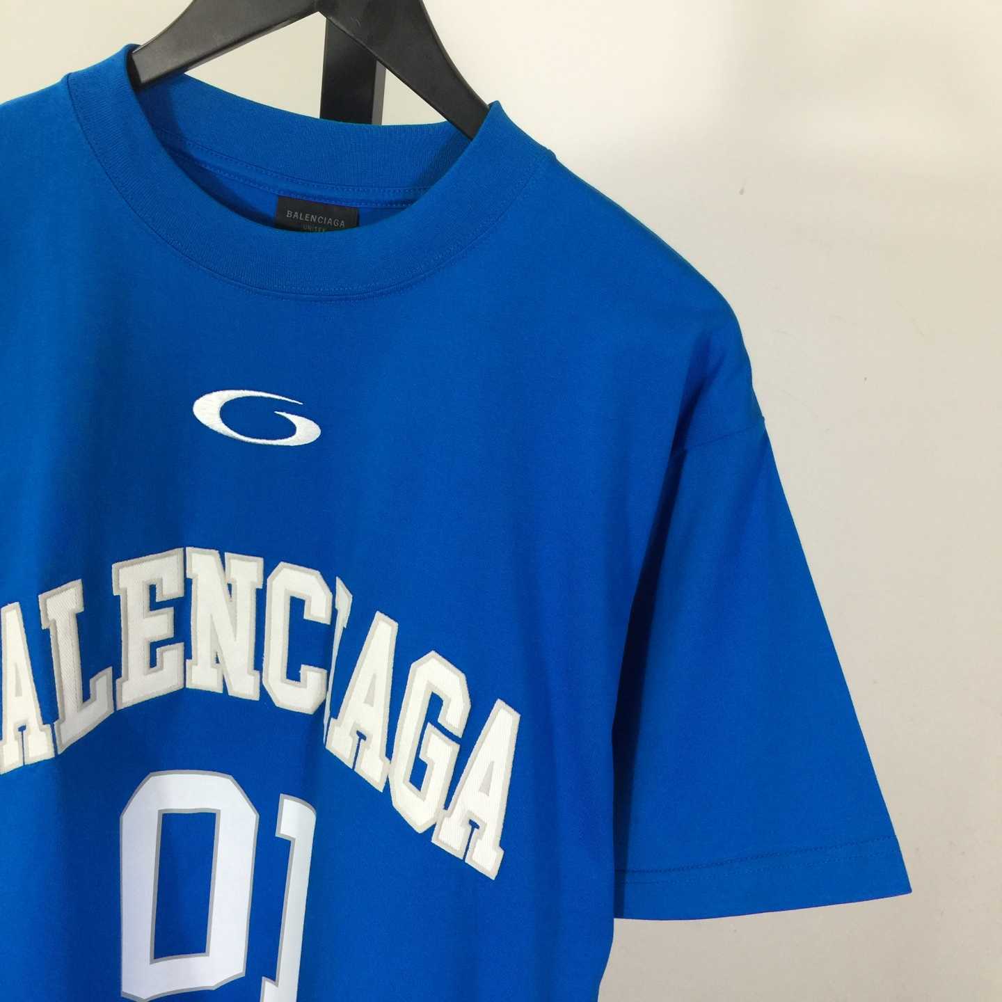 Balenciaga Basketball Series - Oversized T-Shirt In Blue - DesignerGu