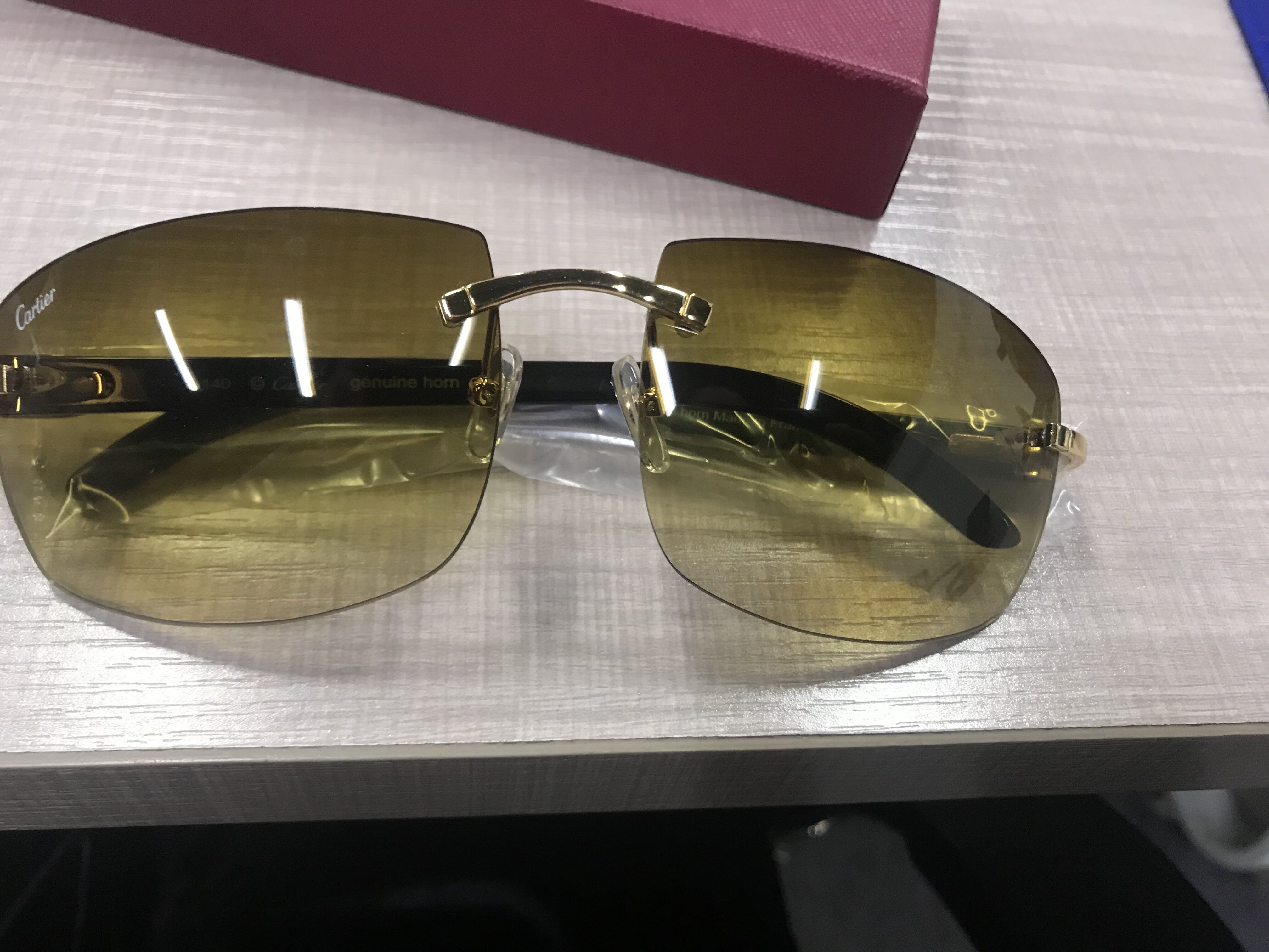 Cartier 4189705 White Mix Black Buffalo Sunglasses In Gold - 