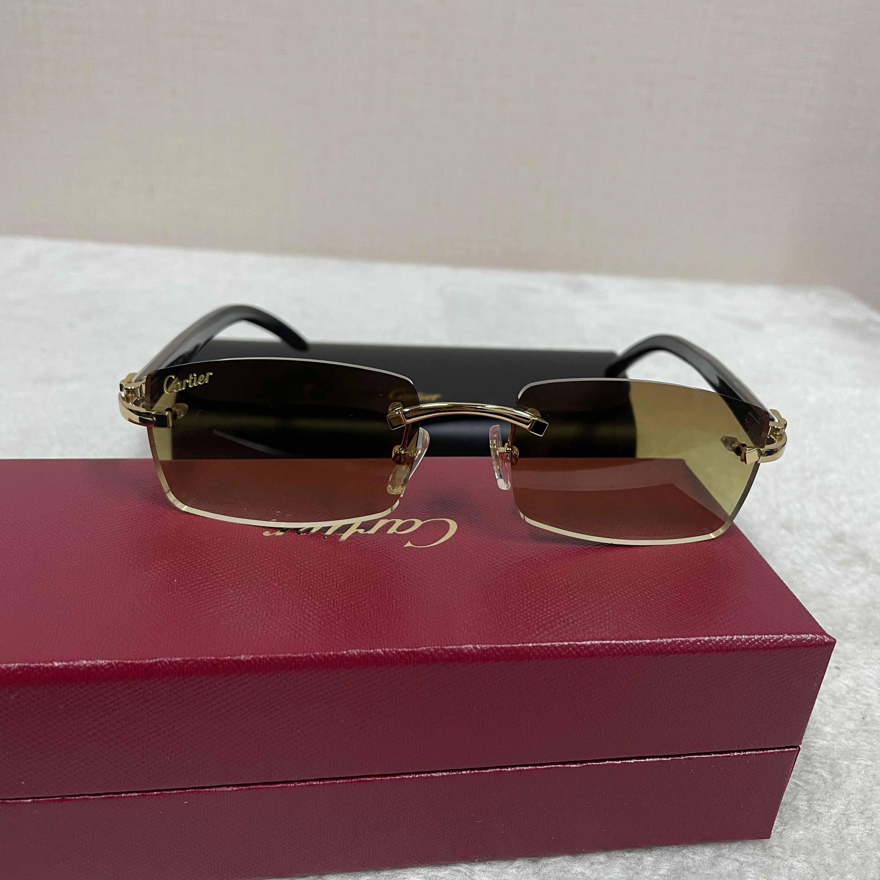 Cartier 3524012 White Buffalo Big Lens Sunglasses In Brown - DesignerGu