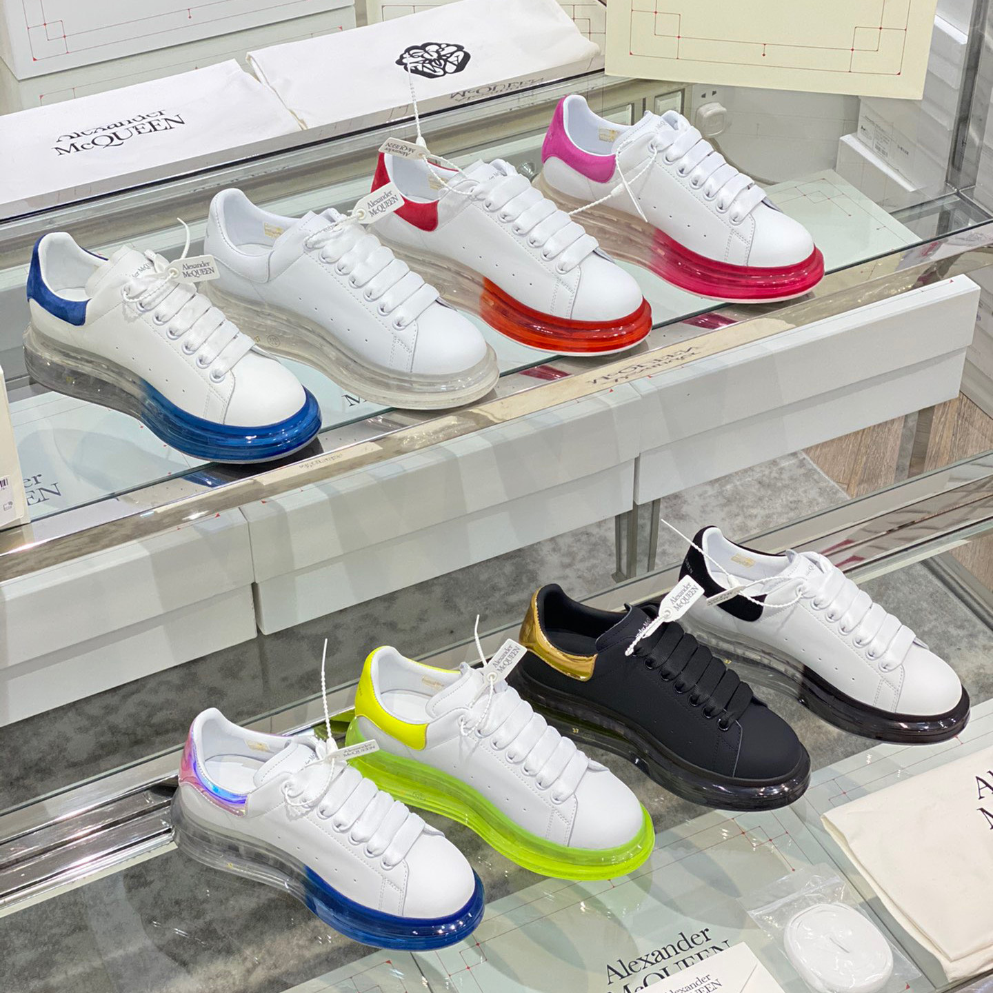 Alexander Mqueen Air Platform Leather Sneakers - DesignerGu
