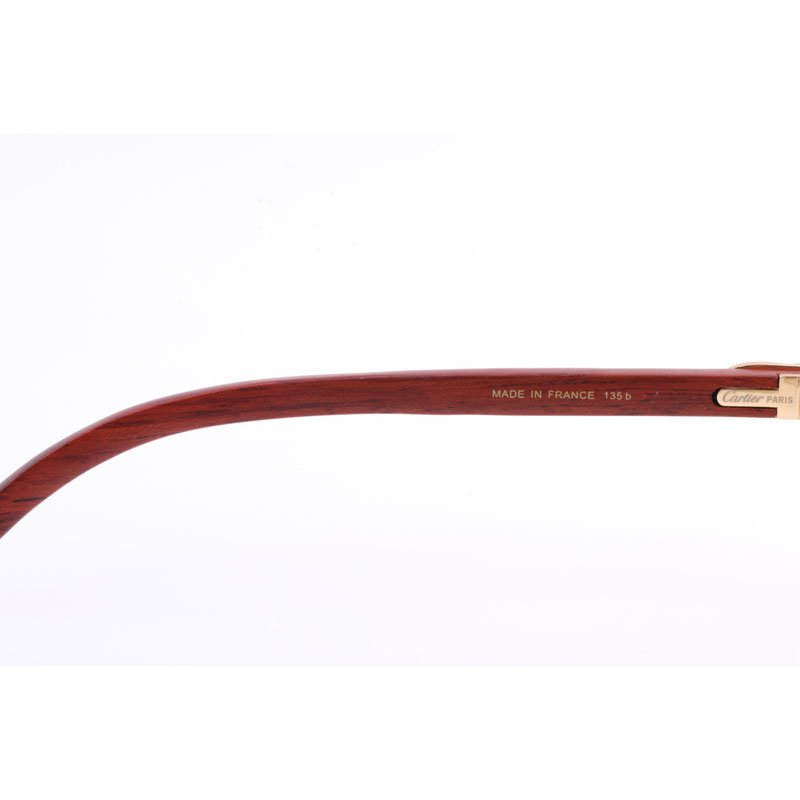 Cartier  8300818 Engrave Lens Wood Sunglasses In Gold Brown - DesignerGu