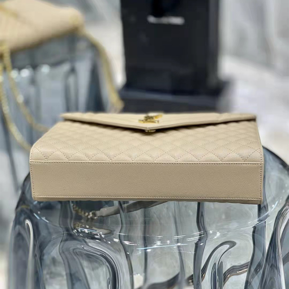 Saint Laurent Envelope Large Bag In Mix Matelasse Grain De Poudre Emboosed Leather - DesignerGu