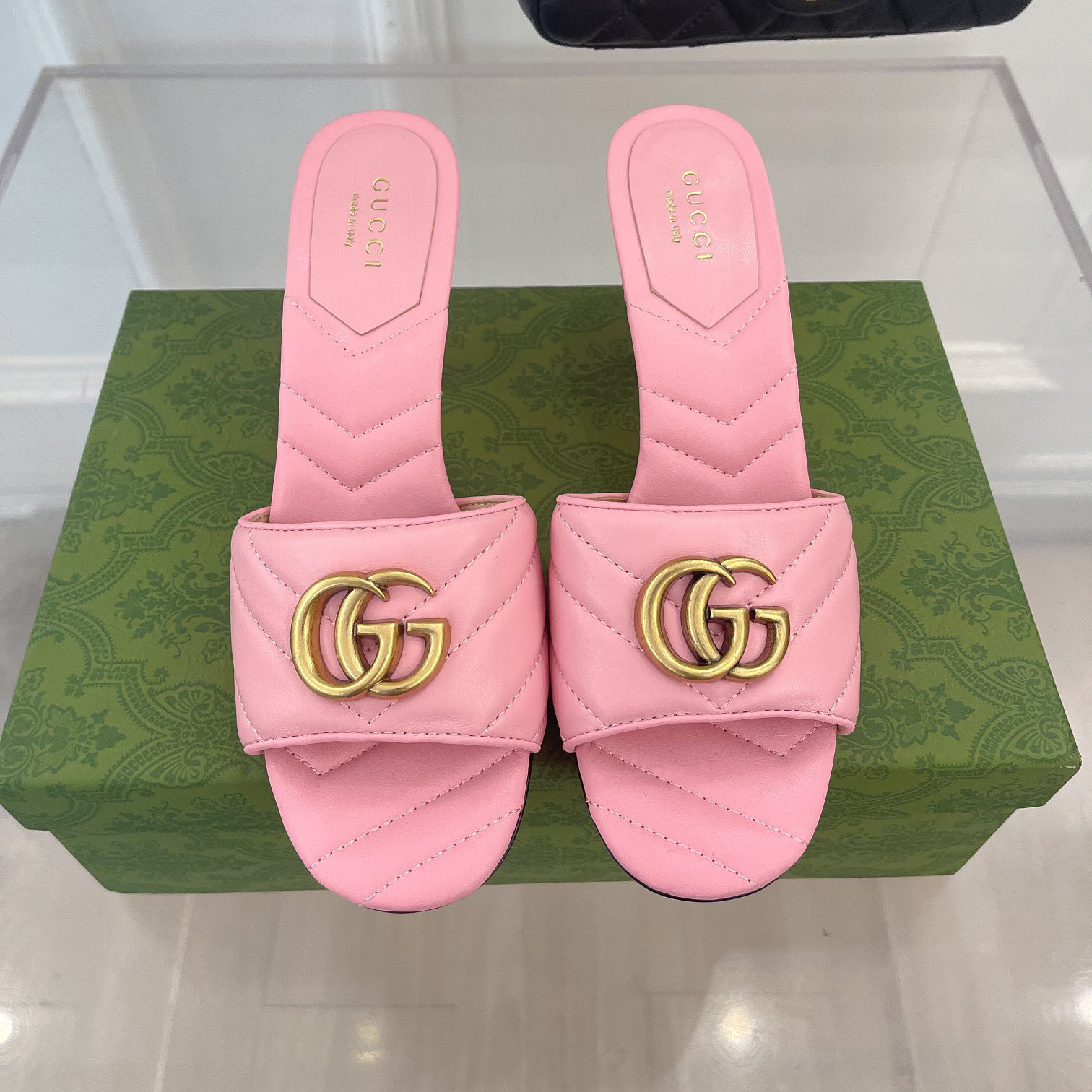 Gucci Women's Double G Slide Sandal With Heel Height Of 7.5cm - DesignerGu