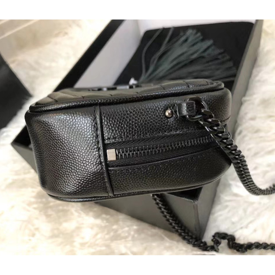 Saint Laurent Black Leather Shoulder Bag (19-10.5-5CM) - DesignerGu