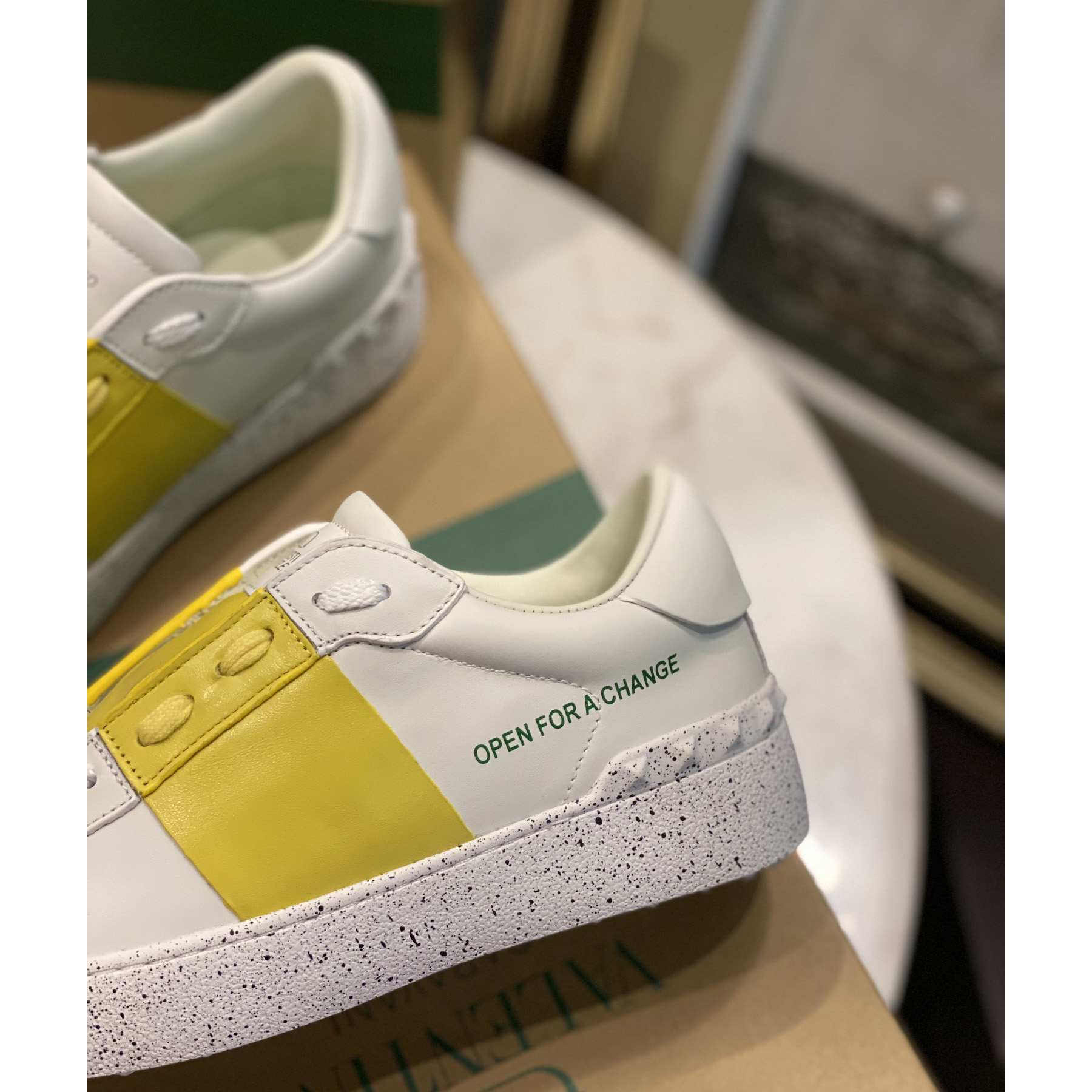 Valenti Open For A Change Sneaker In Bio-Based Material In White/Lemon Cream - 