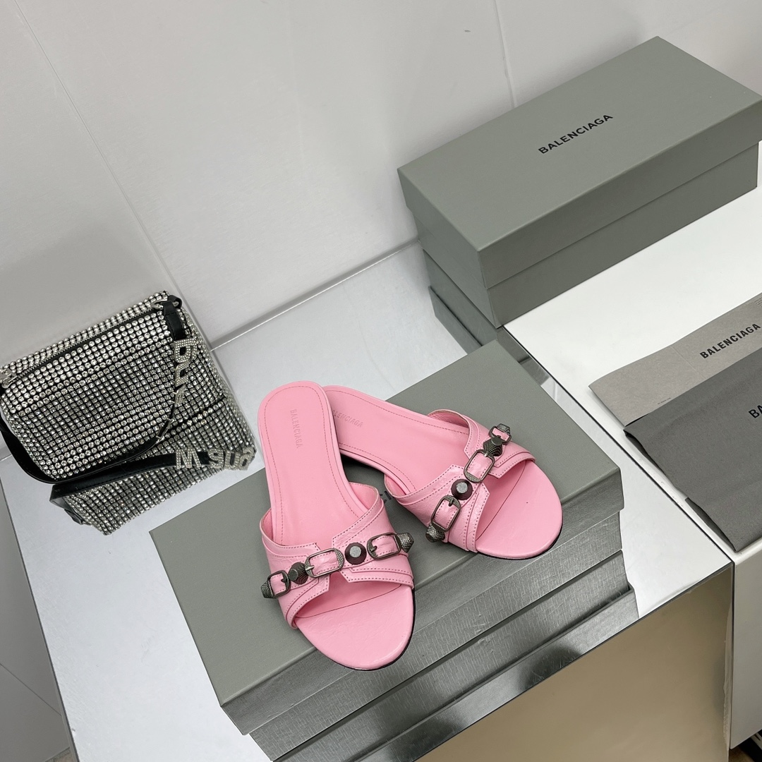 Balenciaga Cagole Sandal In Pink Arena Lambskin - DesignerGu