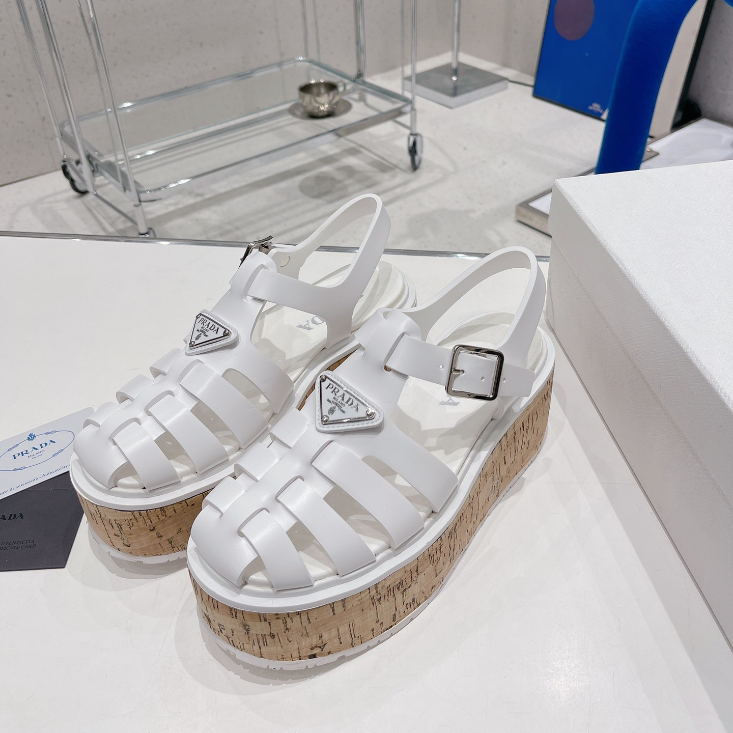 Prada Rubber Wedge Platform Sandals - DesignerGu