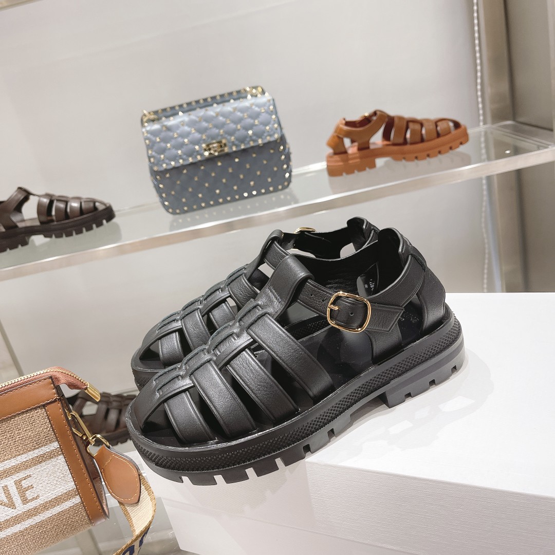 Celine Clea Chunky Sandal  In Calfskin - DesignerGu