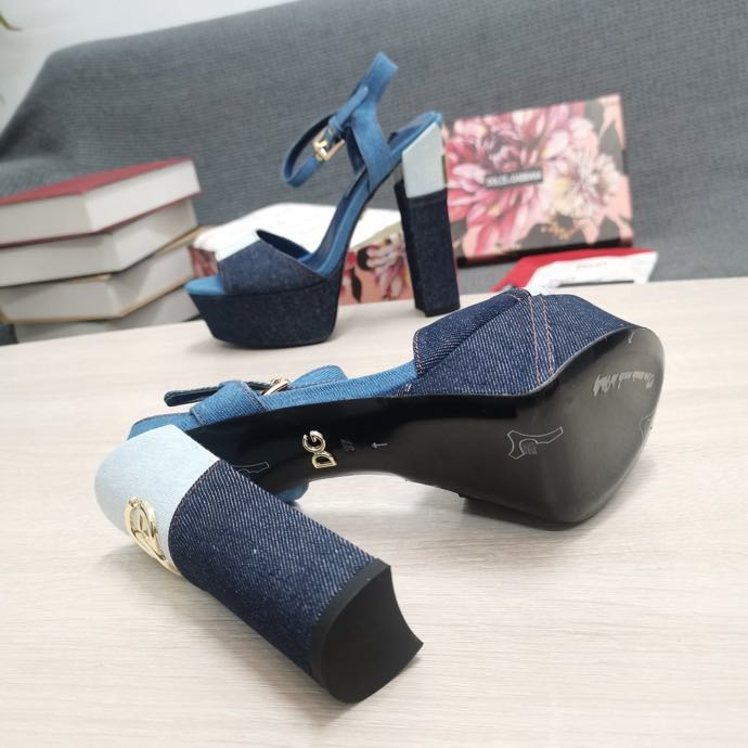 Dolce & Gabbana Runway Patchwork Denim Platform Sandals - 