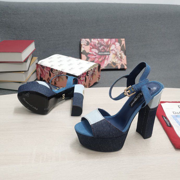 Dolce & Gabbana Runway Patchwork Denim Platform Sandals - 