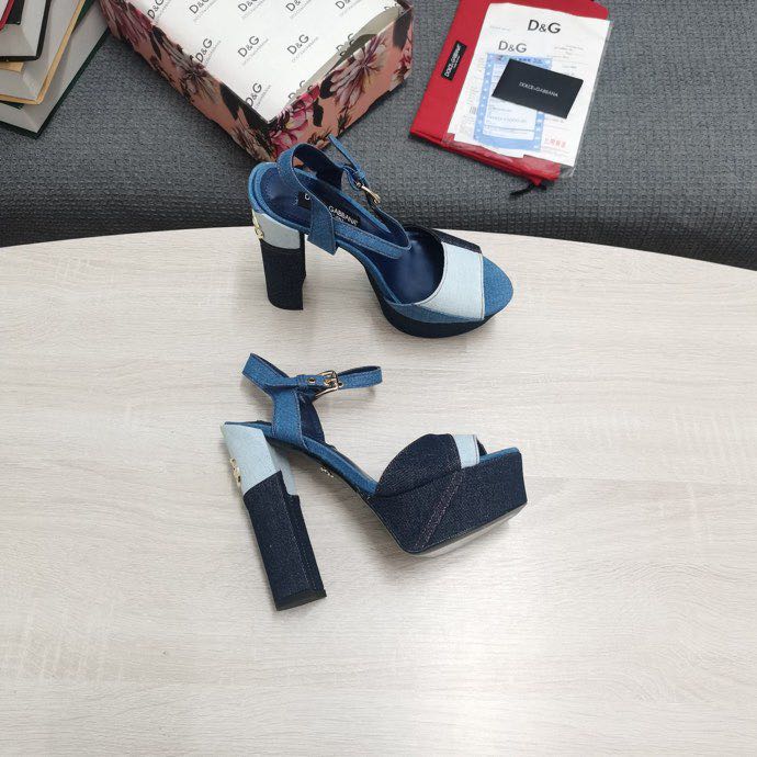 Dolce & Gabbana Runway Patchwork Denim Platform Sandals - 