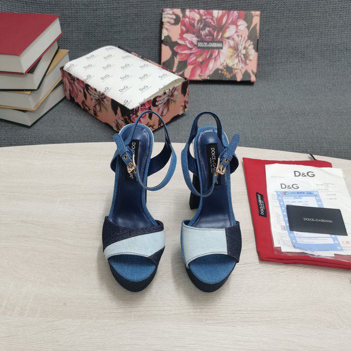 Dolce & Gabbana Runway Patchwork Denim Platform Sandals - 