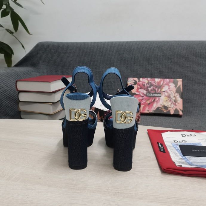 Dolce & Gabbana Runway Patchwork Denim Platform Sandals - 