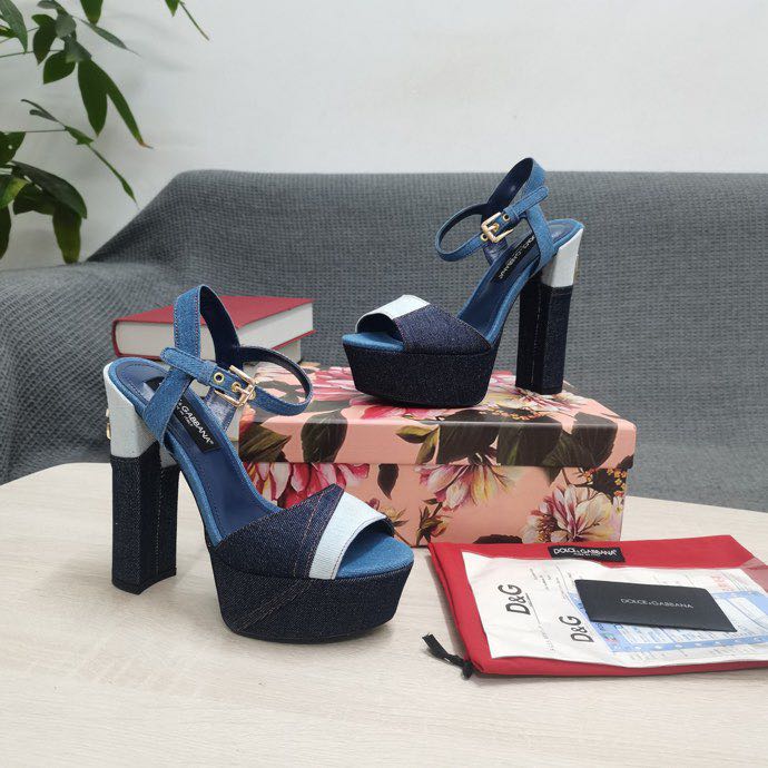 Dolce & Gabbana Runway Patchwork Denim Platform Sandals - 
