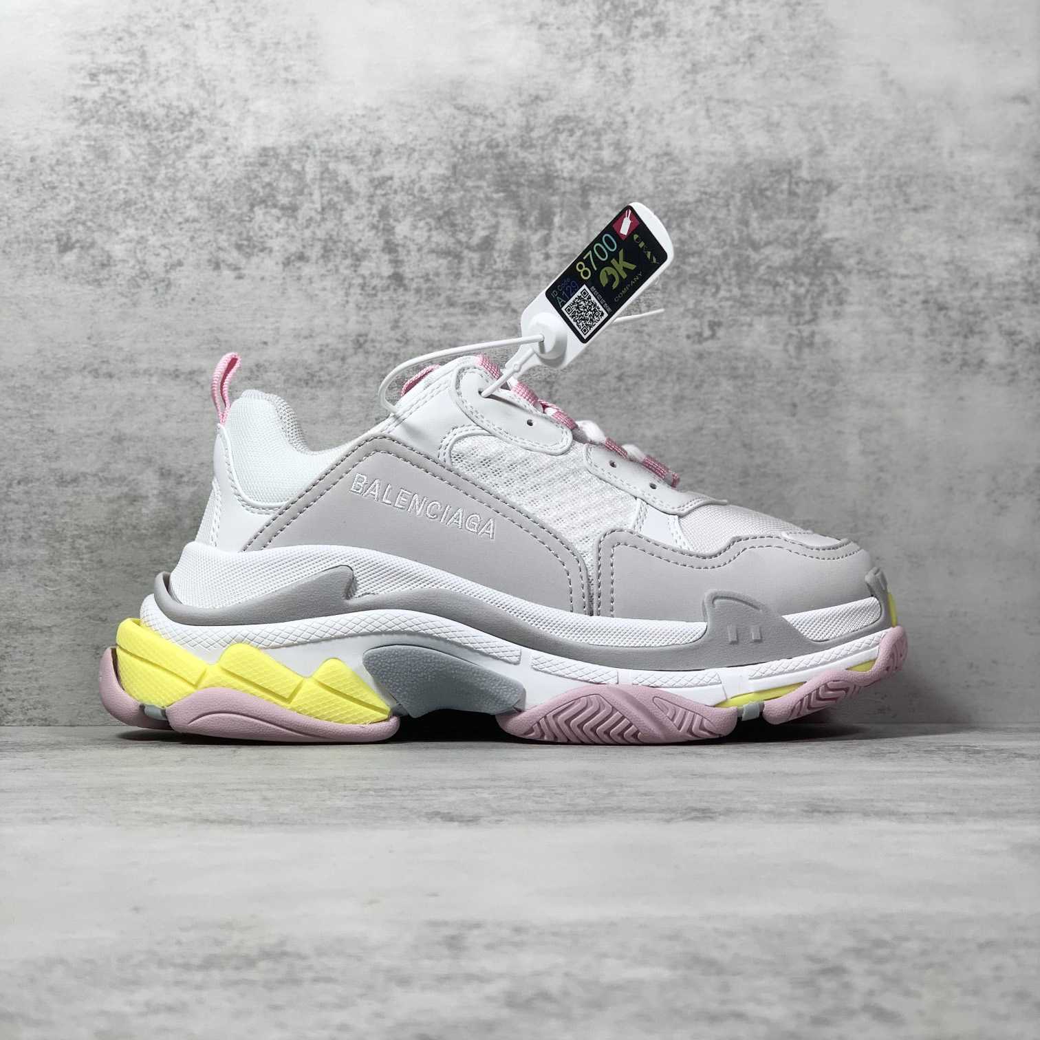 Balenciaga Triple S Sneaker In Grey, White, Light Yellow, Light Pink And Light Nlue Double Foam And Mesh - 