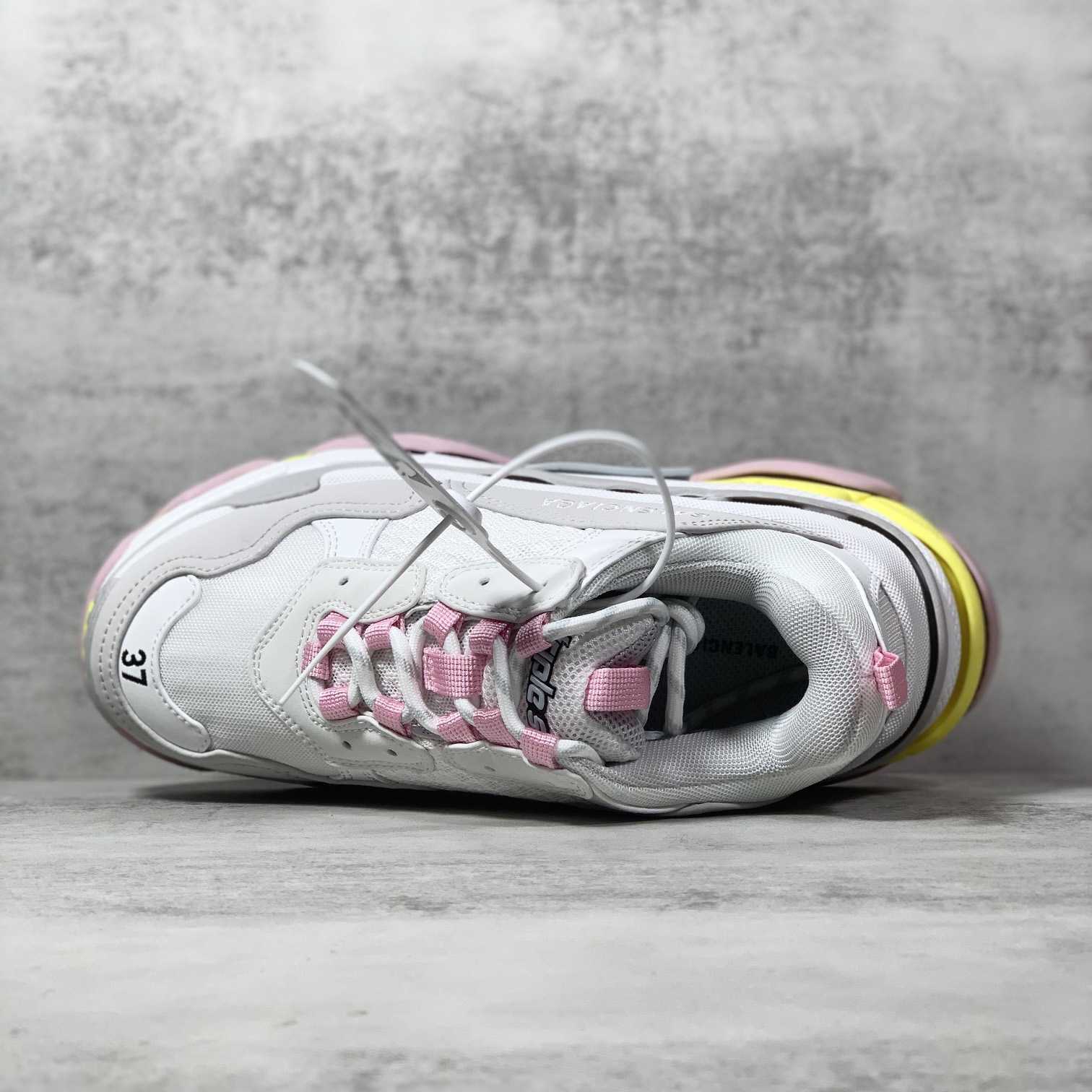 Balenciaga Triple S Sneaker In Grey, White, Light Yellow, Light Pink And Light Nlue Double Foam And Mesh - 