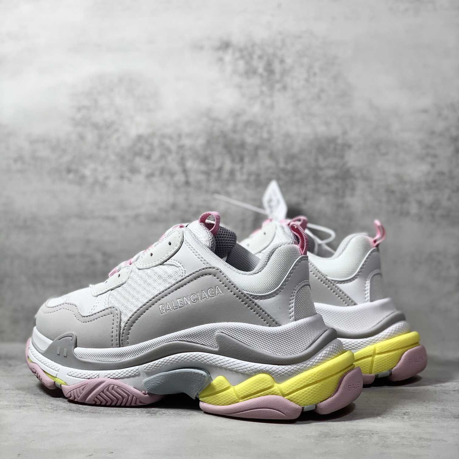 Balenciaga Triple S Sneaker In Grey, White, Light Yellow, Light Pink And Light Nlue Double Foam And Mesh - 