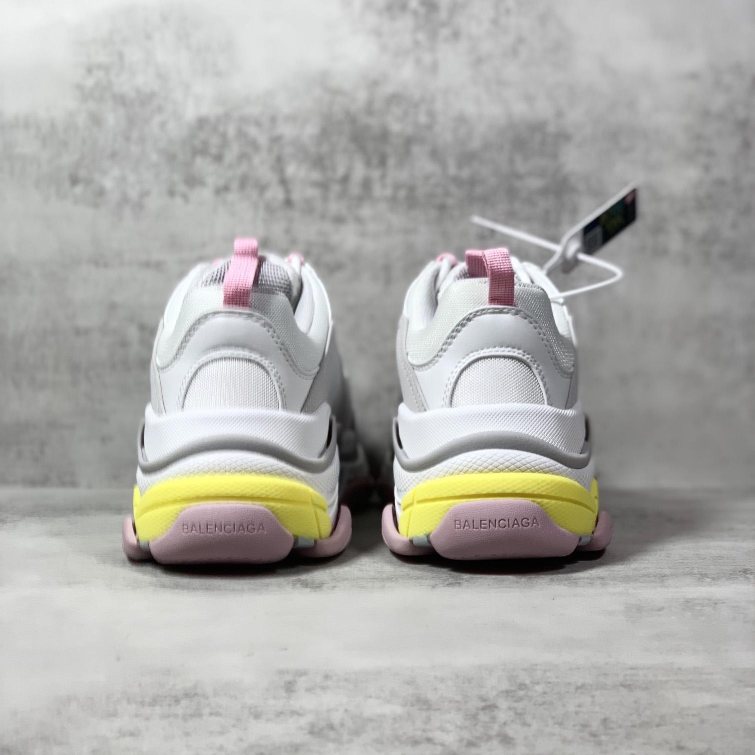 Balenciaga Triple S Sneaker In Grey, White, Light Yellow, Light Pink And Light Nlue Double Foam And Mesh - 