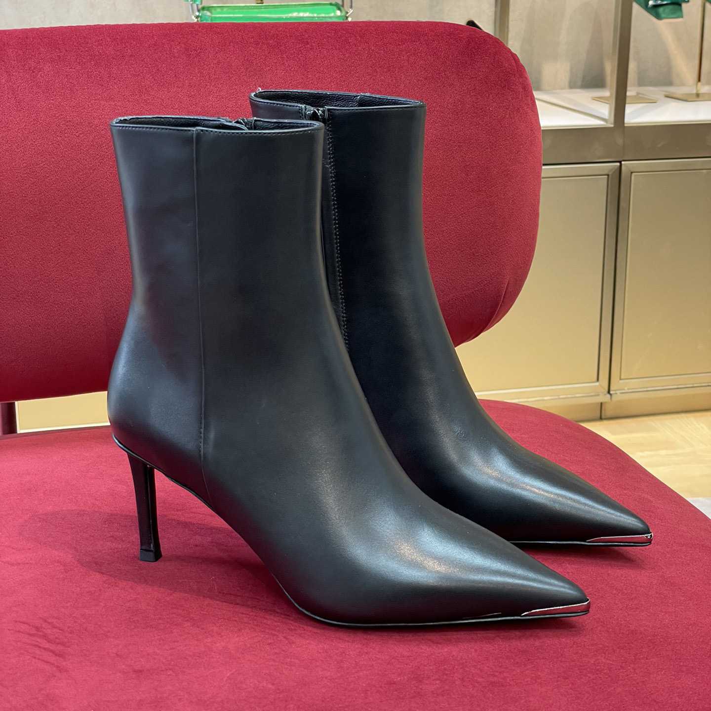 Celine Boots Metal Toe Fitted Ankle Boot In Calfskin - DesignerGu