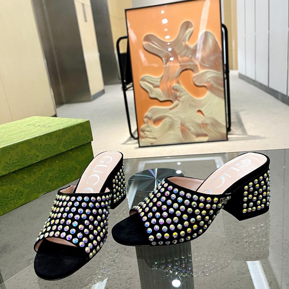 Gucci Women's Slide Sandal With Crystals - 