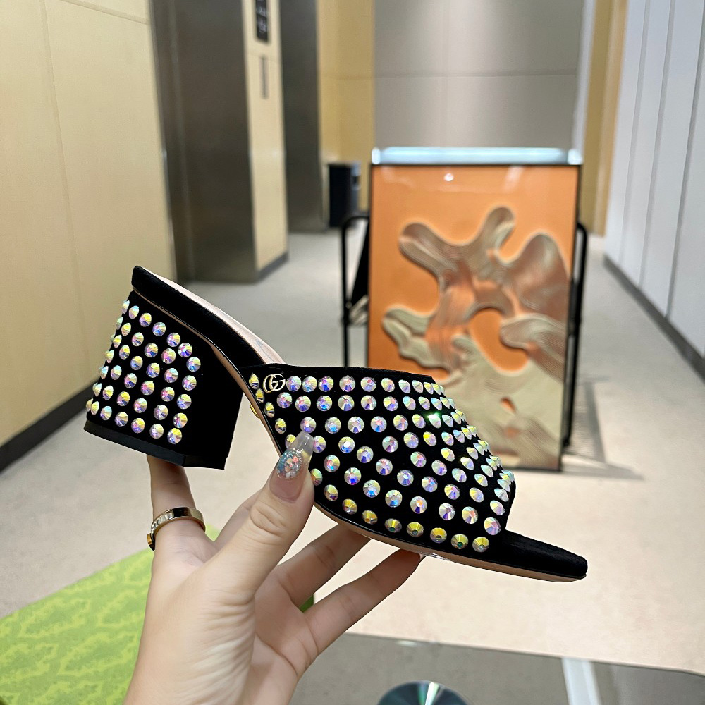 Gucci Women's Slide Sandal With Crystals - 