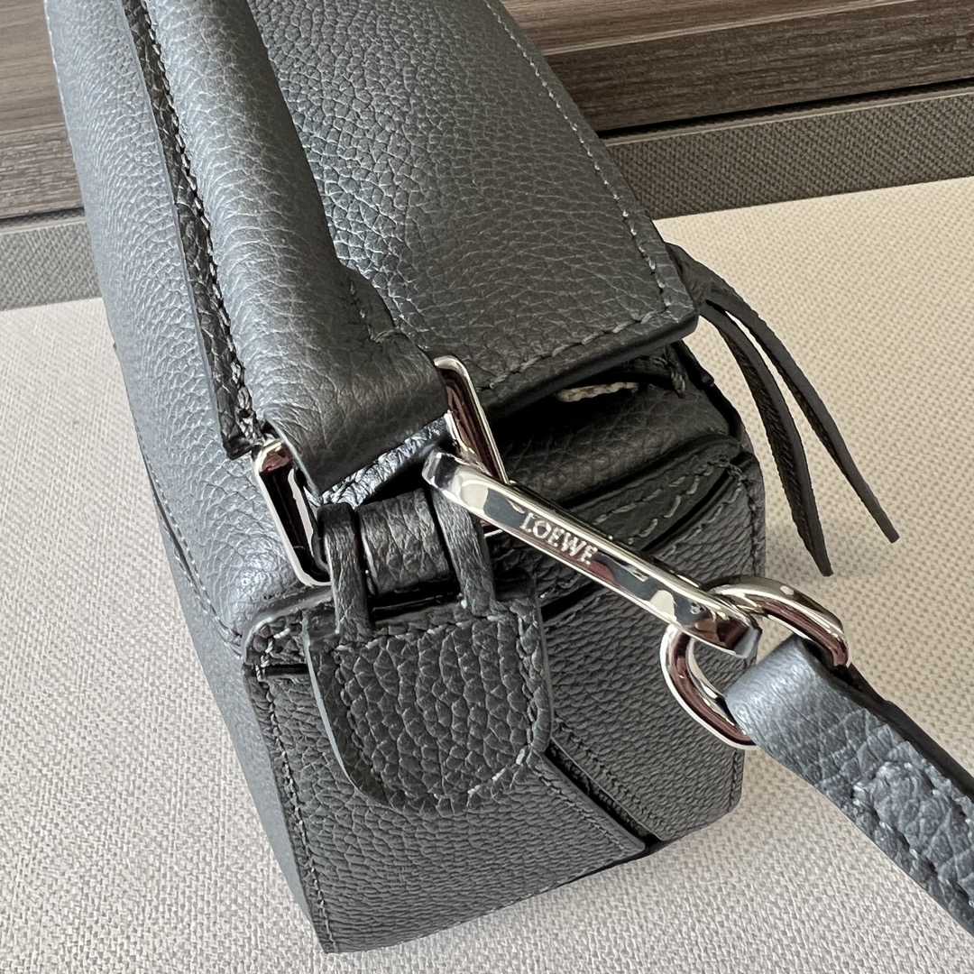 Loewe Small Puzzle Bag In Soft Grained Calfskin Grey Color - DesignerGu