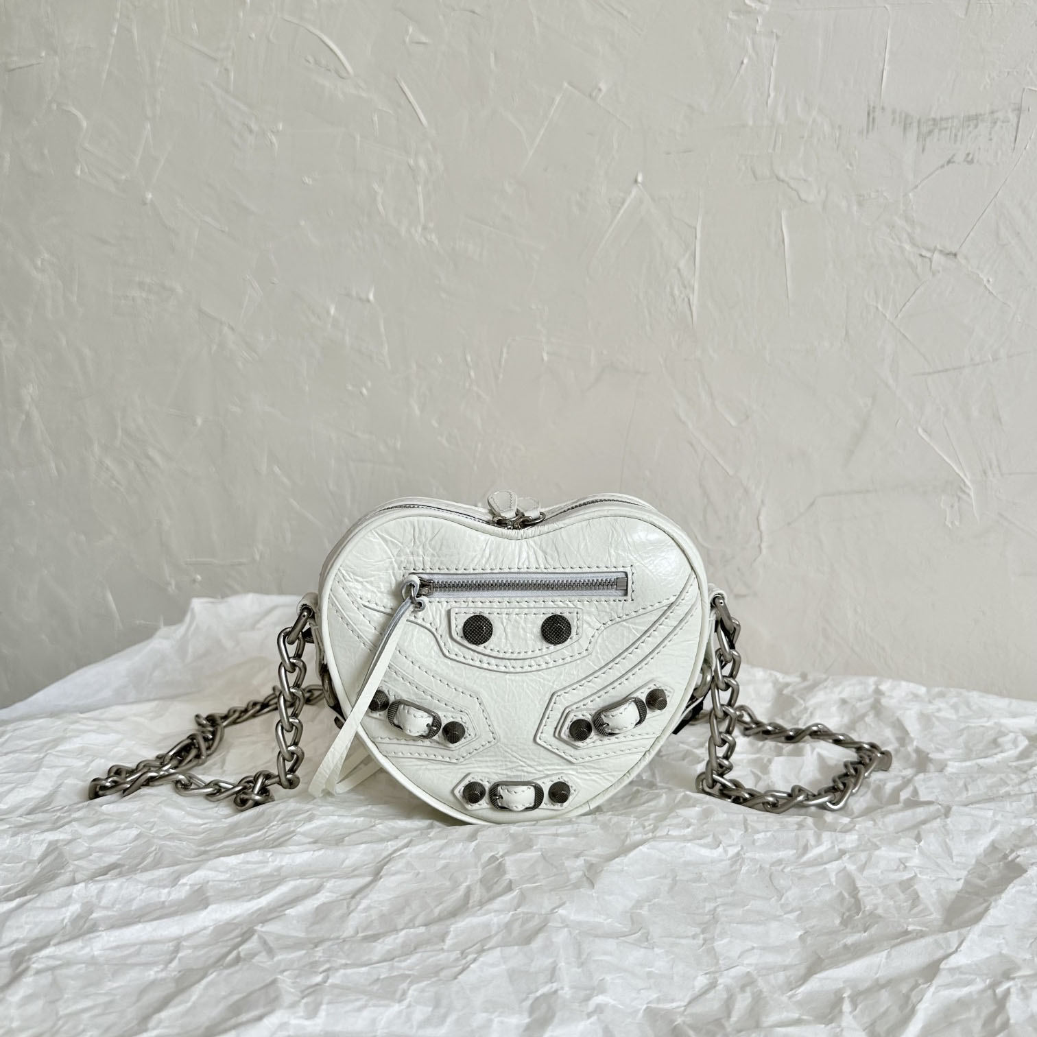 Balenciaga Le Cagole Heart Mini Bag In Optic White (16-12.7-4.5cm) - 