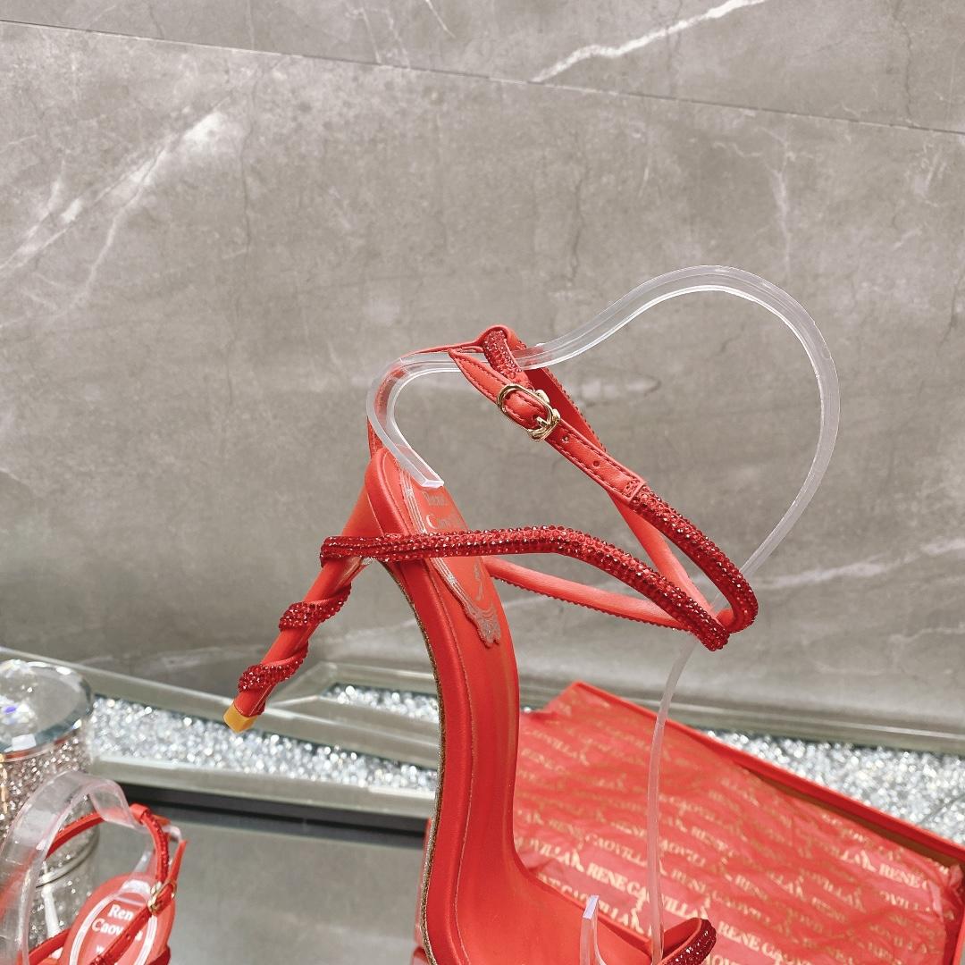 Rene Caovilla Margot Crystal Red Sandal - 