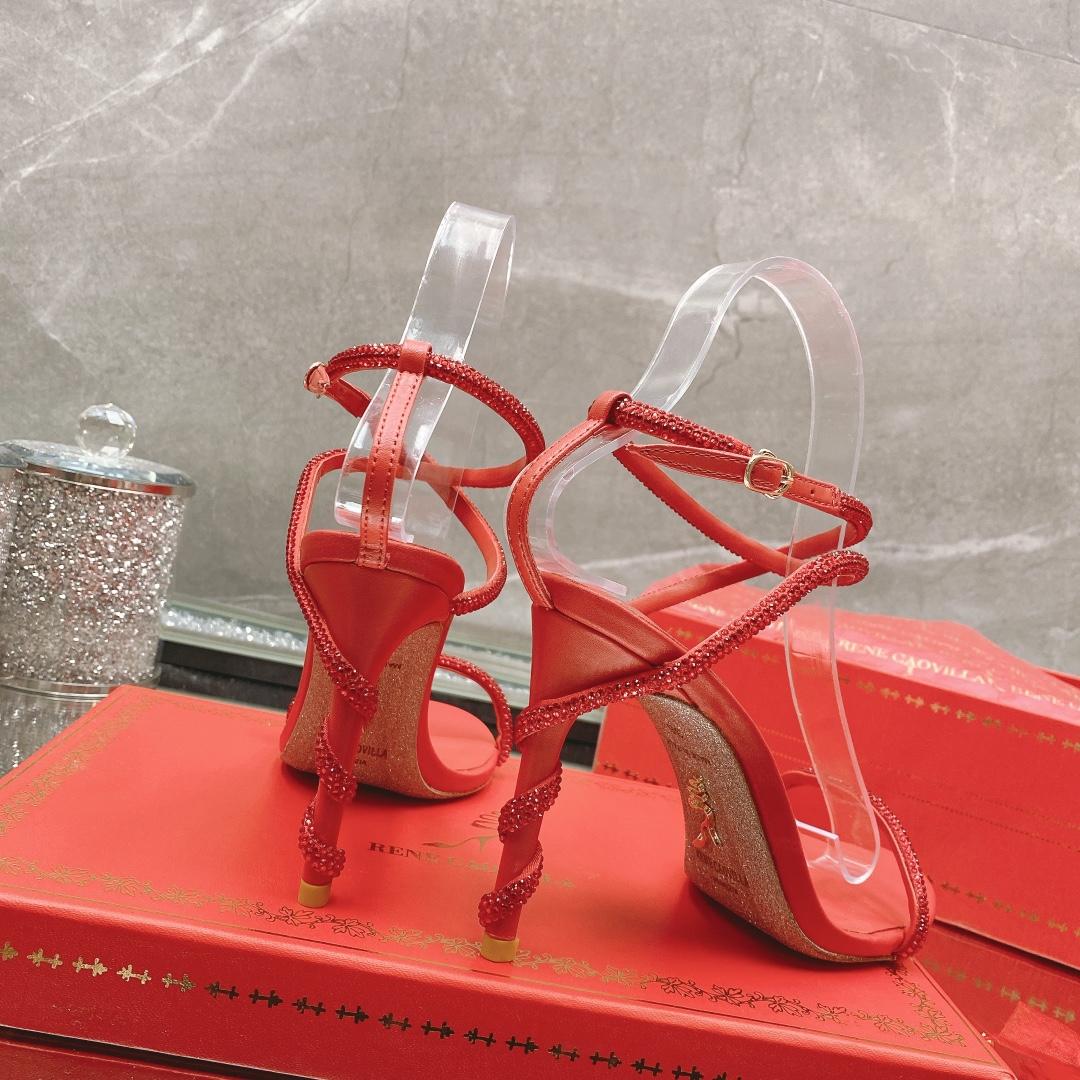 Rene Caovilla Margot Crystal Red Sandal - 