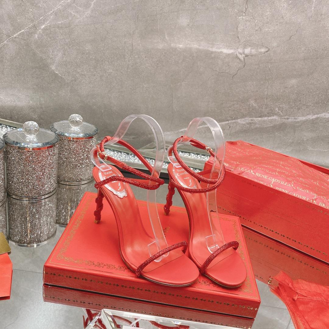 Rene Caovilla Margot Crystal Red Sandal - 