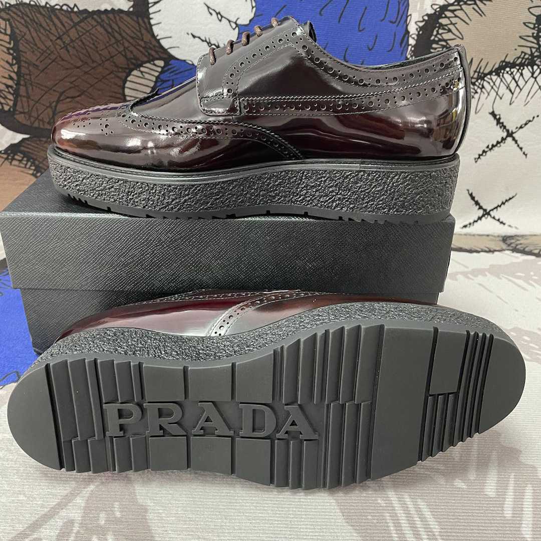 Prada Two Tone Brogue Leather Lace Up Derby(Upon UK Size) - 