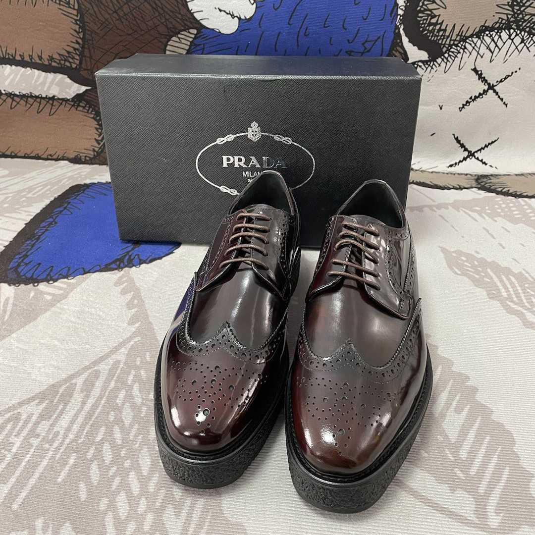 Prada Two Tone Brogue Leather Lace Up Derby(Upon UK Size) - 
