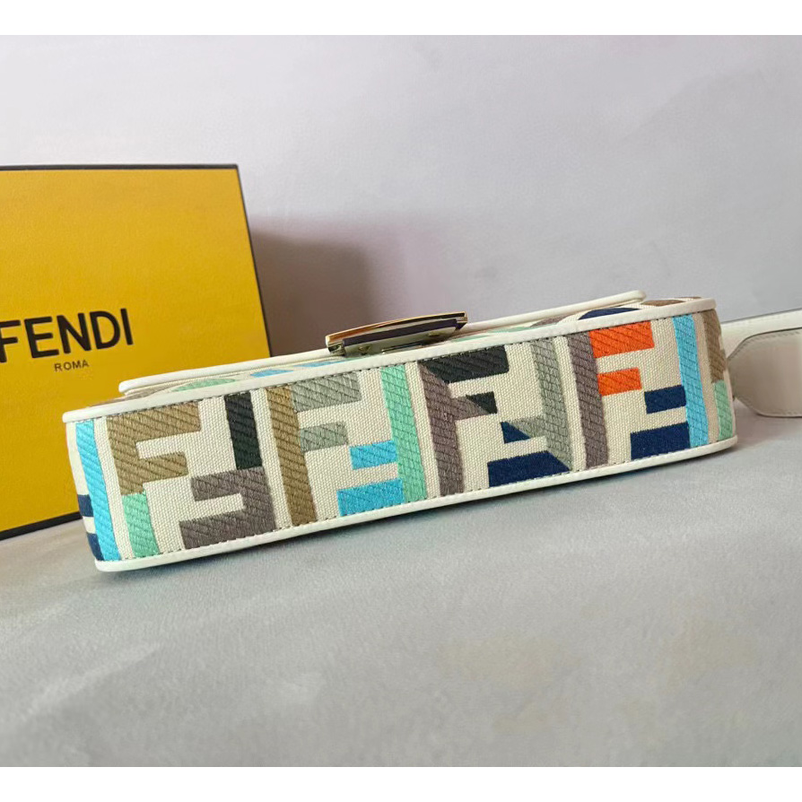 Fendi Baguette Multicolor Canvas Bag With FF Embroidery - DesignerGu