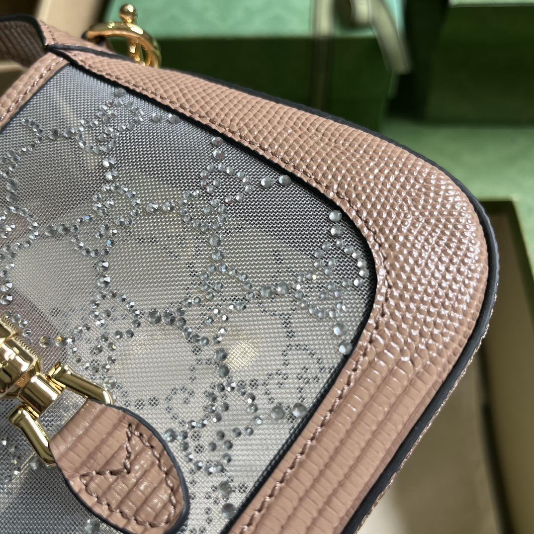 Gucci Jackie 1961 Mini Crystal GG Lizard Bag  (19x13x3cm) - DesignerGu