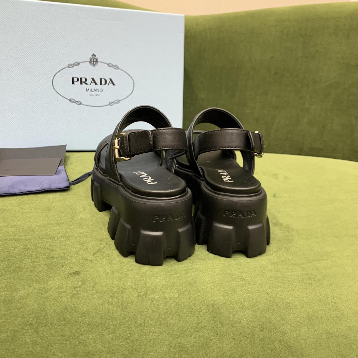 Prada Monolith Leather Sandals - 