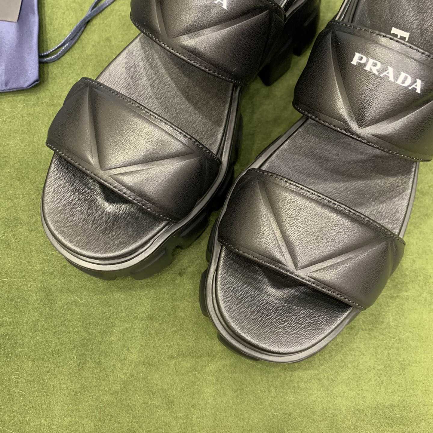 Prada Monolith Leather Sandals - 