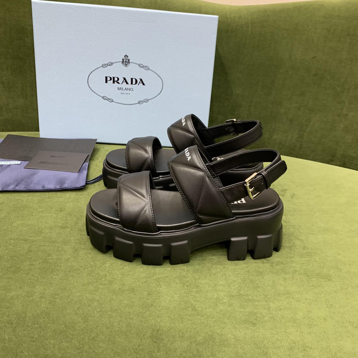 Prada Monolith Leather Sandals - 