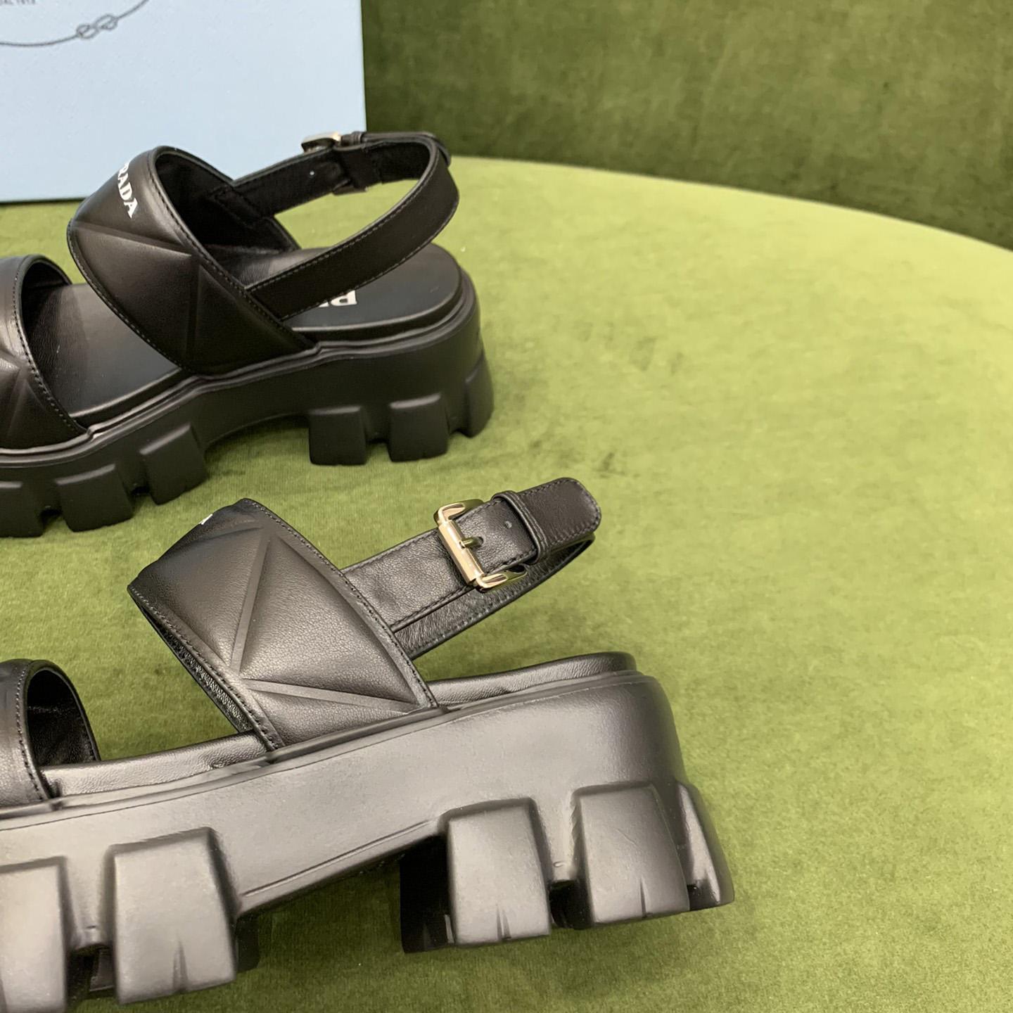 Prada Monolith Leather Sandals - 