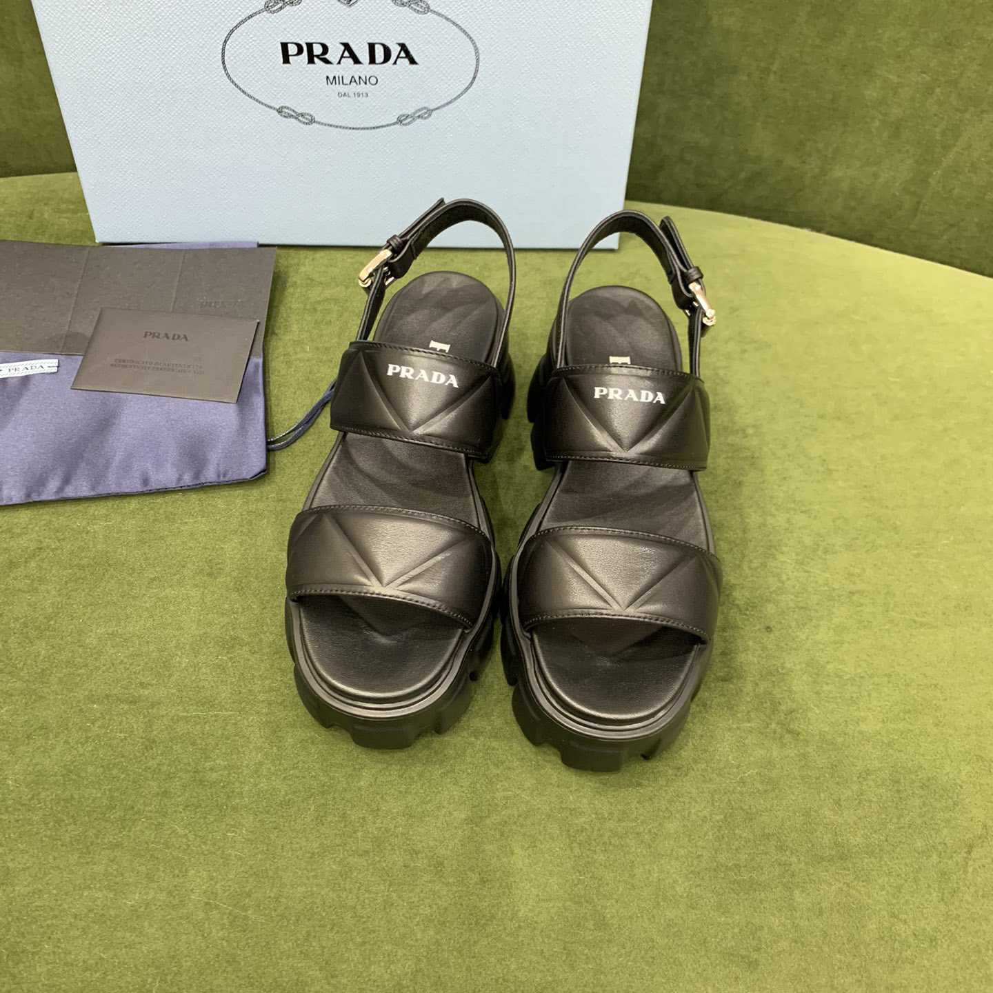 Prada Monolith Leather Sandals - 