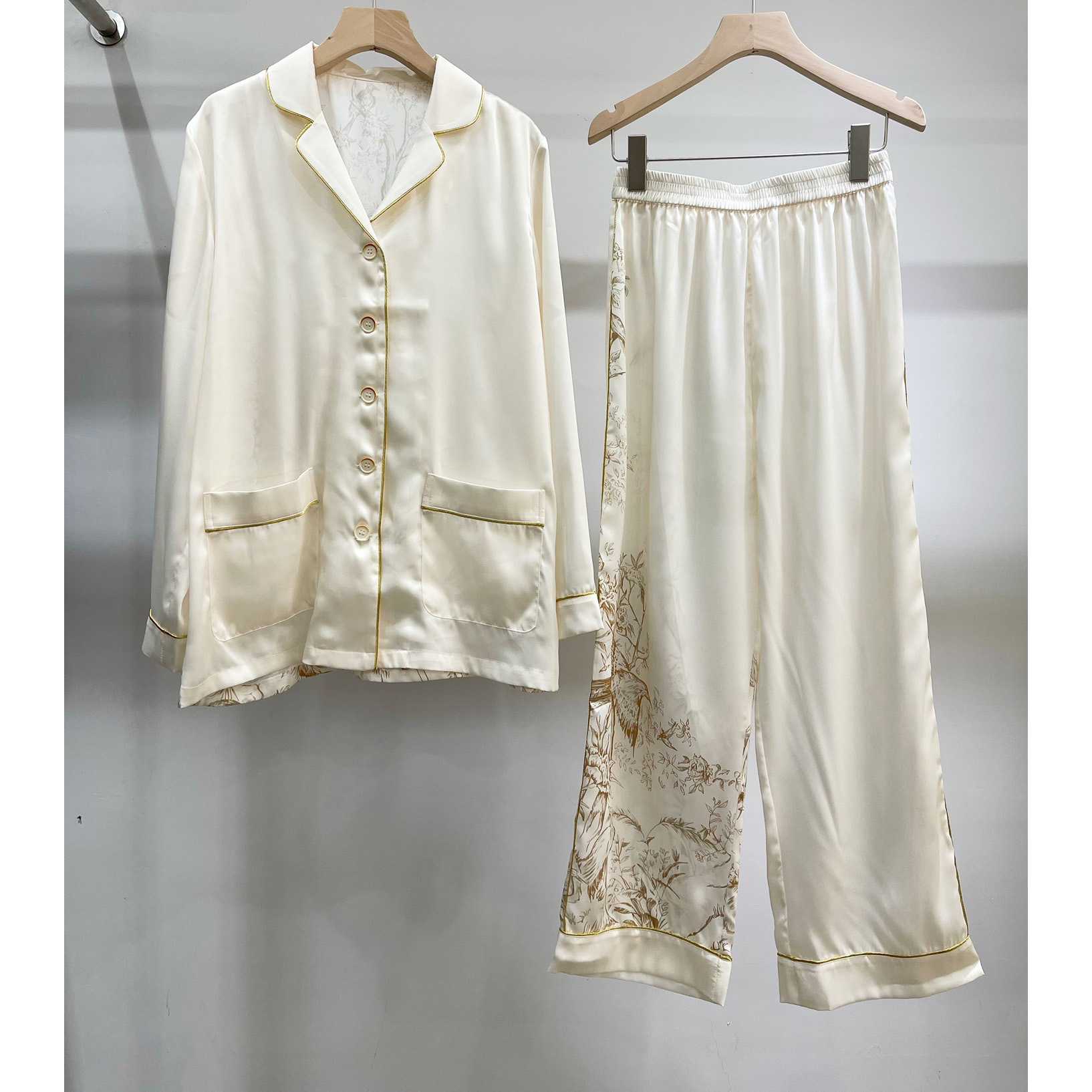Dior Chez Moi Shirt & Pant Gold-tone Silk Twill With Dior Jardin D'hiver Motif - DesignerGu