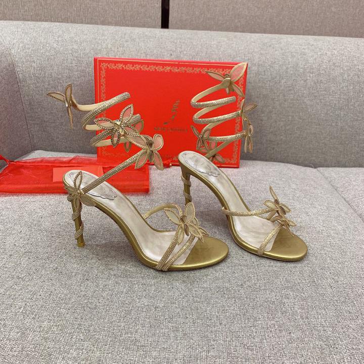 Rene Caovilla Margot Crystal Gold Butterfly Sandal   95 - DesignerGu